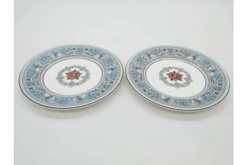 イギリス　WEDGWOOD(ウェッジウッド)　FLORENTINE TURQUOISE(フロレンティーン ターコイズ)　食卓が華やぐプレート6枚セット(グロテスク文様、フルーツ、果物、中皿、洋食器、英国)(R-081220)