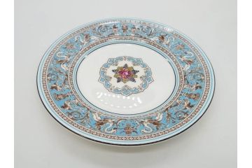 イギリス　WEDGWOOD(ウェッジウッド)　FLORENTINE TURQUOISE(フロレンティーン ターコイズ)　食卓が華やぐプレート6枚セット(グロテスク文様、フルーツ、果物、中皿、洋食器、英国)(R-081220)