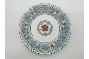 イギリス　WEDGWOOD(ウェッジウッド)　FLORENTINE TURQUOISE(フロレンティーン ターコイズ)　食卓が華やぐプレート6枚セット(グロテスク文様、フルーツ、果物、中皿、洋食器、英国)(R-081220)