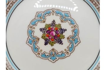 イギリス　WEDGWOOD(ウェッジウッド)　FLORENTINE TURQUOISE(フロレンティーン ターコイズ)　食卓が華やぐプレート6枚セット(グロテスク文様、フルーツ、果物、中皿、洋食器、英国)(R-081220)