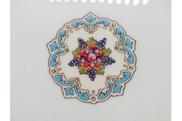 イギリス　WEDGWOOD(ウェッジウッド)　FLORENTINE TURQUOISE(フロレンティーン ターコイズ)　フォーマルな雰囲気漂うプレート9枚セット(グロテスク文様、フルーツ、果物、中皿、洋食器、英国)(R-081221)