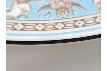 イギリス　WEDGWOOD(ウェッジウッド)　FLORENTINE TURQUOISE(フロレンティーン ターコイズ)　フォーマルな雰囲気漂うプレート9枚セット(グロテスク文様、フルーツ、果物、中皿、洋食器、英国)(R-081221)