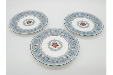 イギリス　WEDGWOOD(ウェッジウッド)　FLORENTINE TURQUOISE(フロレンティーン ターコイズ)　フォーマルな雰囲気漂うプレート9枚セット(グロテスク文様、フルーツ、果物、中皿、洋食器、英国)(R-081221)