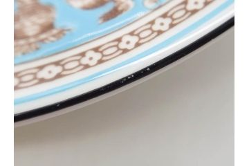 イギリス　WEDGWOOD(ウェッジウッド)　FLORENTINE TURQUOISE(フロレンティーン ターコイズ)　フォーマルな雰囲気漂うプレート9枚セット(グロテスク文様、フルーツ、果物、中皿、洋食器、英国)(R-081221)