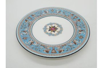 イギリス　WEDGWOOD(ウェッジウッド)　FLORENTINE TURQUOISE(フロレンティーン ターコイズ)　エキゾチックなデザインが目を引くプレート9枚セット(グロテスク文様、フルーツ、果物、中皿、洋食器、英国)(R-081222)