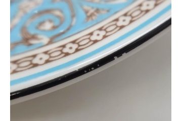 イギリス　WEDGWOOD(ウェッジウッド)　FLORENTINE TURQUOISE(フロレンティーン ターコイズ)　エキゾチックなデザインが目を引くプレート9枚セット(グロテスク文様、フルーツ、果物、中皿、洋食器、英国)(R-081222)
