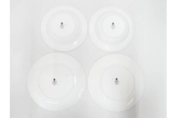 イギリス　WEDGWOOD(ウェッジウッド)　FLORENTINE TURQUOISE(フロレンティーン ターコイズ)　食卓を華やかに演出するプレート4枚セット(グロテスク文様、フルーツ、果物、大皿、スーププレート、洋食器、英国)(R-081223)