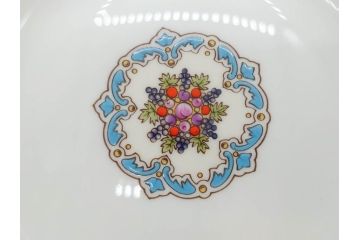 イギリス　WEDGWOOD(ウェッジウッド)　FLORENTINE TURQUOISE(フロレンティーン ターコイズ)　食卓を華やかに演出するプレート4枚セット(グロテスク文様、フルーツ、果物、大皿、スーププレート、洋食器、英国)(R-081223)