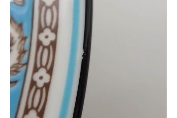 イギリス　WEDGWOOD(ウェッジウッド)　FLORENTINE TURQUOISE(フロレンティーン ターコイズ)　食卓を華やかに演出するプレート4枚セット(グロテスク文様、フルーツ、果物、大皿、スーププレート、洋食器、英国)(R-081223)