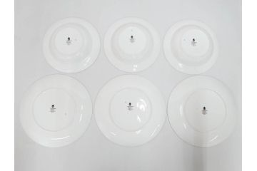 イギリス　WEDGWOOD(ウェッジウッド)　FLORENTINE TURQUOISE(フロレンティーン ターコイズ)　フォーマルで食卓が華やぐプレート3枚&スーププレート3枚セット(グロテスク文様、フルーツ、果物、スープ皿、洋食器、英国)(R-081224)