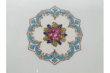 イギリス　WEDGWOOD(ウェッジウッド)　FLORENTINE TURQUOISE(フロレンティーン ターコイズ)　フォーマルで食卓が華やぐプレート3枚&スーププレート3枚セット(グロテスク文様、フルーツ、果物、スープ皿、洋食器、英国)(R-081224)