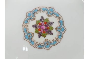 イギリス　WEDGWOOD(ウェッジウッド)　FLORENTINE TURQUOISE(フロレンティーン ターコイズ)　フォーマルで食卓が華やぐプレート3枚&スーププレート3枚セット(グロテスク文様、フルーツ、果物、スープ皿、洋食器、英国)(R-081224)