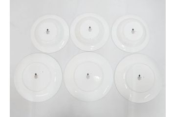 イギリス　WEDGWOOD(ウェッジウッド)　FLORENTINE TURQUOISE(フロレンティーン ターコイズ)　フォーマルで食卓が華やぐプレート3枚&スーププレート3枚セット(グロテスク文様、フルーツ、果物、スープ皿、洋食器、英国)(R-081225)