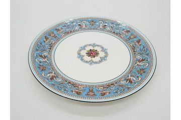 イギリス　WEDGWOOD(ウェッジウッド)　FLORENTINE TURQUOISE(フロレンティーン ターコイズ)　フォーマルで食卓が華やぐプレート3枚&スーププレート3枚セット(グロテスク文様、フルーツ、果物、スープ皿、洋食器、英国)(R-081225)