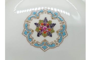 イギリス　WEDGWOOD(ウェッジウッド)　FLORENTINE TURQUOISE(フロレンティーン ターコイズ)　フォーマルで食卓が華やぐプレート3枚&スーププレート3枚セット(グロテスク文様、フルーツ、果物、スープ皿、洋食器、英国)(R-081225)