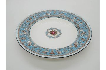 イギリス　WEDGWOOD(ウェッジウッド)　FLORENTINE TURQUOISE(フロレンティーン ターコイズ)　優雅な一時を過ごせるスーププレート6枚セット(グロテスク文様、スープ皿、深皿、洋食器、英国)(R-081226)