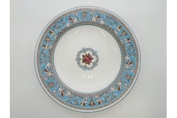 イギリス　WEDGWOOD(ウェッジウッド)　FLORENTINE TURQUOISE(フロレンティーン ターコイズ)　優雅な一時を過ごせるスーププレート6枚セット(グロテスク文様、スープ皿、深皿、洋食器、英国)(R-081226)