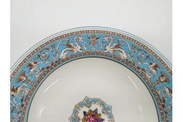 イギリス　WEDGWOOD(ウェッジウッド)　FLORENTINE TURQUOISE(フロレンティーン ターコイズ)　優雅な一時を過ごせるスーププレート6枚セット(グロテスク文様、スープ皿、深皿、洋食器、英国)(R-081226)