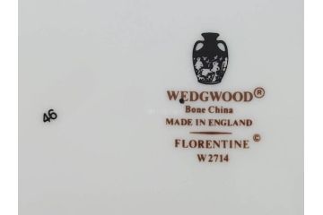 イギリス　WEDGWOOD(ウェッジウッド)　FLORENTINE TURQUOISE(フロレンティーン ターコイズ)　優雅な一時を過ごせるスーププレート6枚セット(グロテスク文様、スープ皿、深皿、洋食器、英国)(R-081226)