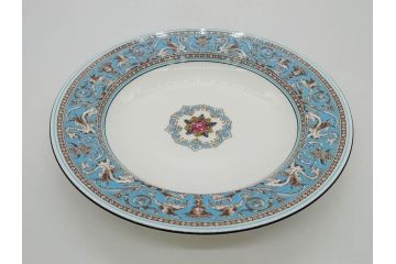 イギリス　WEDGWOOD(ウェッジウッド)　FLORENTINE TURQUOISE(フロレンティーン ターコイズ)　優雅な一時を過ごせるスーププレート6枚セット(グロテスク文様、スープ皿、深皿、洋食器、英国)(R-081226)