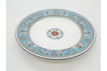 イギリス　WEDGWOOD(ウェッジウッド)　FLORENTINE TURQUOISE(フロレンティーン ターコイズ)　優雅な一時を過ごせるスーププレート6枚セット(グロテスク文様、スープ皿、深皿、洋食器、英国)(R-081226)