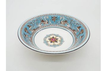 イギリス　WEDGWOOD(ウェッジウッド)　FLORENTINE TURQUOISE(フロレンティーン ターコイズ)　クラシックなデザインの気品あふれるボウル大小6枚セット(グロテスク文様、深皿、サラダボウル、サラダソーサー、洋食器、英国)(R-081227)