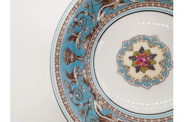 イギリス　WEDGWOOD(ウェッジウッド)　FLORENTINE TURQUOISE(フロレンティーン ターコイズ)　クラシックなデザインの気品あふれるボウル大小6枚セット(グロテスク文様、深皿、サラダボウル、サラダソーサー、洋食器、英国)(R-081227)