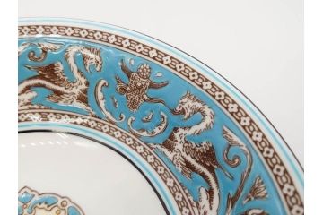 イギリス　WEDGWOOD(ウェッジウッド)　FLORENTINE TURQUOISE(フロレンティーン ターコイズ)　クラシックなデザインの気品あふれるボウル大小6枚セット(グロテスク文様、深皿、サラダボウル、サラダソーサー、洋食器、英国)(R-081227)