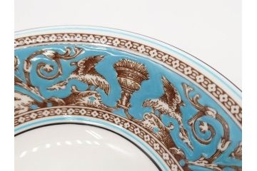 イギリス　WEDGWOOD(ウェッジウッド)　FLORENTINE TURQUOISE(フロレンティーン ターコイズ)　クラシックなデザインの気品あふれるボウル大小6枚セット(グロテスク文様、深皿、サラダボウル、サラダソーサー、洋食器、英国)(R-081227)
