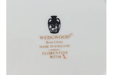 イギリス　WEDGWOOD(ウェッジウッド)　FLORENTINE TURQUOISE(フロレンティーン ターコイズ)　クラシックなデザインの気品あふれるボウル大小6枚セット(グロテスク文様、深皿、サラダボウル、サラダソーサー、洋食器、英国)(R-081227)