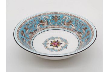 イギリス　WEDGWOOD(ウェッジウッド)　FLORENTINE TURQUOISE(フロレンティーン ターコイズ)　クラシックなデザインの気品あふれるボウル大小6枚セット(グロテスク文様、深皿、サラダボウル、サラダソーサー、洋食器、英国)(R-081227)