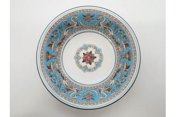 イギリス　WEDGWOOD(ウェッジウッド)　FLORENTINE TURQUOISE(フロレンティーン ターコイズ)　クラシックなデザインの気品あふれるボウル大小6枚セット(グロテスク文様、深皿、サラダボウル、サラダソーサー、洋食器、英国)(R-081227)