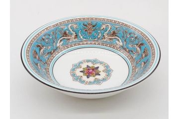 イギリス　WEDGWOOD(ウェッジウッド)　FLORENTINE TURQUOISE(フロレンティーン ターコイズ)　クラシックなデザインの気品あふれるボウル大小6枚セット(グロテスク文様、深皿、サラダボウル、サラダソーサー、洋食器、英国)(R-081227)