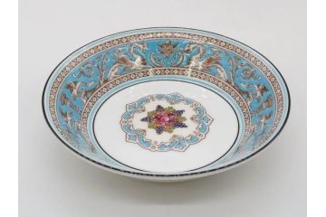 イギリス　WEDGWOOD(ウェッジウッド)　FLORENTINE TURQUOISE(フロレンティーン ターコイズ)　クラシックなデザインの気品あふれるボウル大小6枚セット(グロテスク文様、深皿、サラダボウル、サラダソーサー、洋食器、英国)(R-081227)