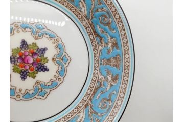 イギリス　WEDGWOOD(ウェッジウッド)　FLORENTINE TURQUOISE(フロレンティーン ターコイズ)　クラシックなデザインの気品あふれるボウル大小6枚セット(グロテスク文様、深皿、サラダボウル、サラダソーサー、洋食器、英国)(R-081227)