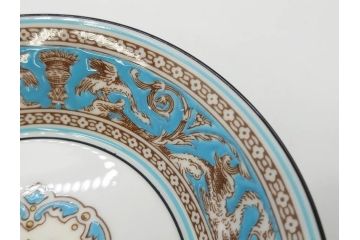 イギリス　WEDGWOOD(ウェッジウッド)　FLORENTINE TURQUOISE(フロレンティーン ターコイズ)　クラシックなデザインの気品あふれるボウル大小6枚セット(グロテスク文様、深皿、サラダボウル、サラダソーサー、洋食器、英国)(R-081227)