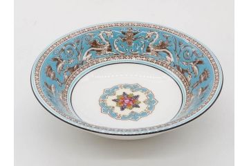 イギリス　WEDGWOOD(ウェッジウッド)　FLORENTINE TURQUOISE(フロレンティーン ターコイズ)　クラシックなデザインの気品あふれるボウル大小10枚セット(グロテスク文様、深皿、サラダボウル、サラダソーサー、洋食器、英国)(R-081228)