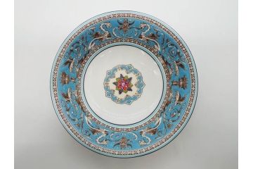 イギリス　WEDGWOOD(ウェッジウッド)　FLORENTINE TURQUOISE(フロレンティーン ターコイズ)　クラシックなデザインの気品あふれるボウル大小10枚セット(グロテスク文様、深皿、サラダボウル、サラダソーサー、洋食器、英国)(R-081228)