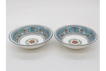イギリス　WEDGWOOD(ウェッジウッド)　FLORENTINE TURQUOISE(フロレンティーン ターコイズ)　クラシックなデザインの気品あふれるボウル大小10枚セット(グロテスク文様、深皿、サラダボウル、サラダソーサー、洋食器、英国)(R-081228)