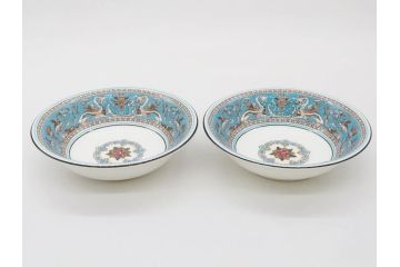 イギリス　WEDGWOOD(ウェッジウッド)　FLORENTINE TURQUOISE(フロレンティーン ターコイズ)　クラシックなデザインの気品あふれるボウル大小10枚セット(グロテスク文様、深皿、サラダボウル、サラダソーサー、洋食器、英国)(R-081228)