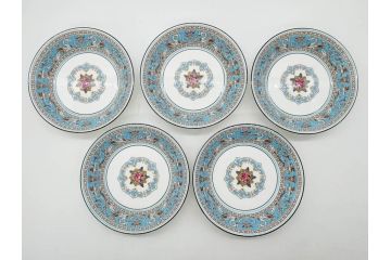 イギリス　WEDGWOOD(ウェッジウッド)　FLORENTINE TURQUOISE(フロレンティーン ターコイズ)　クラシックなデザインの気品あふれるボウル大小10枚セット(グロテスク文様、深皿、サラダボウル、サラダソーサー、洋食器、英国)(R-081228)
