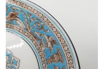 イギリス　WEDGWOOD(ウェッジウッド)　FLORENTINE TURQUOISE(フロレンティーン ターコイズ)　クラシックなデザインの気品あふれるボウル大小10枚セット(グロテスク文様、深皿、サラダボウル、サラダソーサー、洋食器、英国)(R-081228)