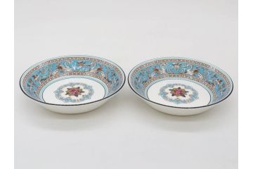 イギリス　WEDGWOOD(ウェッジウッド)　FLORENTINE TURQUOISE(フロレンティーン ターコイズ)　クラシックなデザインの気品あふれるボウル大小10枚セット(グロテスク文様、深皿、サラダボウル、サラダソーサー、洋食器、英国)(R-081228)