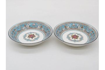 イギリス　WEDGWOOD(ウェッジウッド)　FLORENTINE TURQUOISE(フロレンティーン ターコイズ)　クラシックなデザインの気品あふれるボウル大小10枚セット(グロテスク文様、深皿、サラダボウル、サラダソーサー、洋食器、英国)(R-081228)