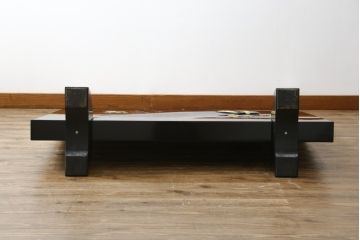 中古　民芸家具　花鳥図　牡丹に蝶　孔雀　梅に雀　見事な螺鈿細工をあしらった漆塗りの衝立て(つい立て、衝い立て、間仕切り、パーテーション、ディスプレイ)(R-081231)