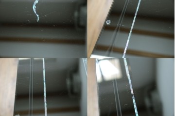 中古　美品!!　高級品　韓国民芸家具　孔雀　鳳凰(ホウオウ)　花鳥図　蝶図　煌びやかで美しい螺鈿(ラデン)細工が見事なガラス天板のサイドボード　定価約150万円相当　(R-081234)