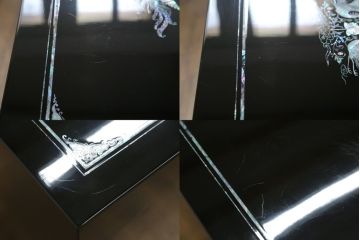 中古　美品　韓国民芸家具　孔雀　鳳凰　花鳥蝶図　豪華絢爛の螺鈿(ラデン)細工が見事なキャビネット(収納棚、戸棚、サイドキャビネット)(定価約65万円)(R-081236)