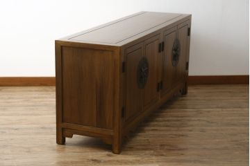 中古　李朝家具　モリジャン　アンティーク調　オリエンタルなデザインのサイドボード(サイドキャビネット、収納棚、戸棚)(R-081248)