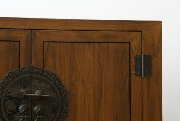 中古　李朝家具　モリジャン　アンティーク調　オリエンタルなデザインのサイドボード(サイドキャビネット、収納棚、戸棚)(R-081248)