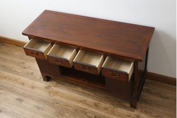 中古　美品　真鍮(しんちゅう)金具　韓国工芸家具　モリジャン　異国情緒の雰囲気漂うオリエンタルなサイドボード(収納棚、戸棚、引き出し)(R-081250)